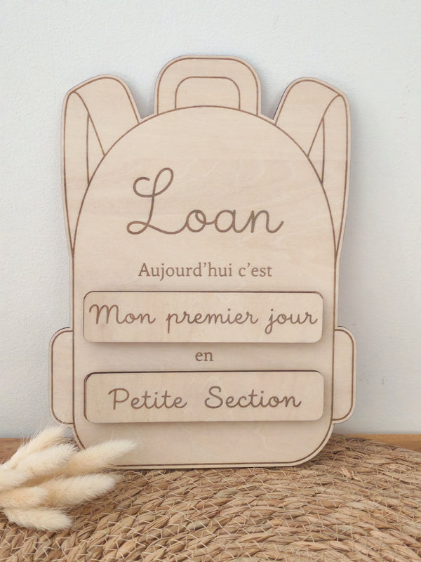 Panneau de rentrée personnalisé – Modèle Sac à dos