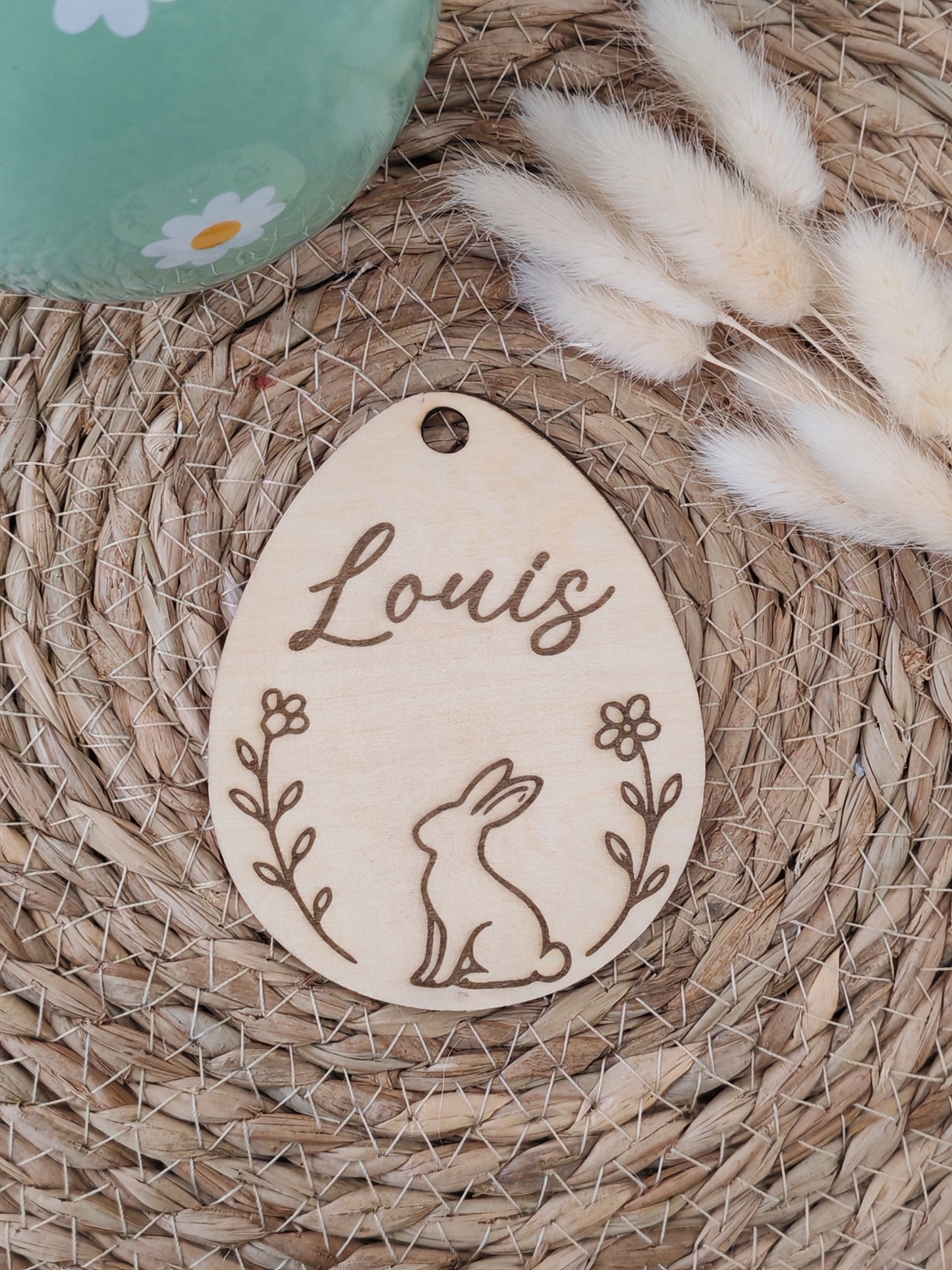 Étiquette de Pâques personnalisée en bois