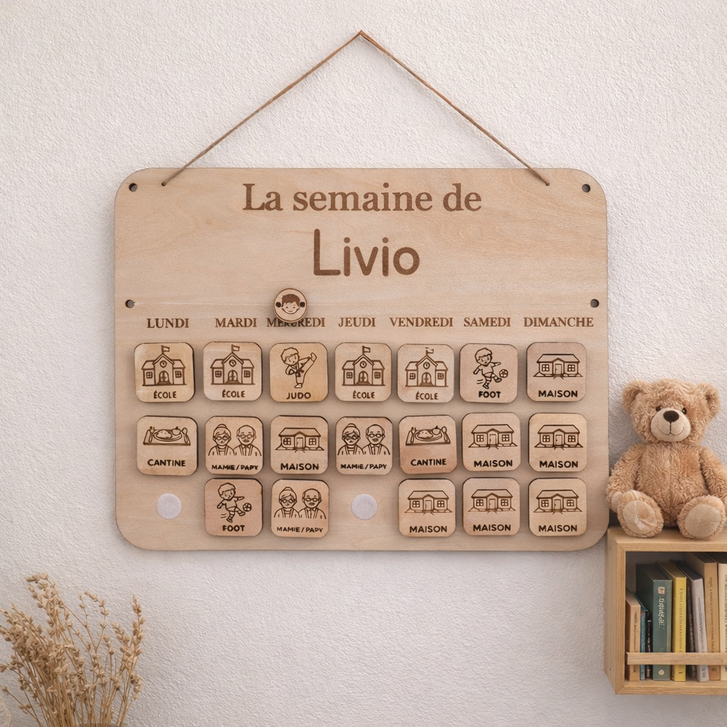 🧸 Tableau routine enfant personnalisé en bois