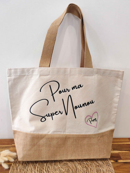 Sac shopping coton/toile de jute