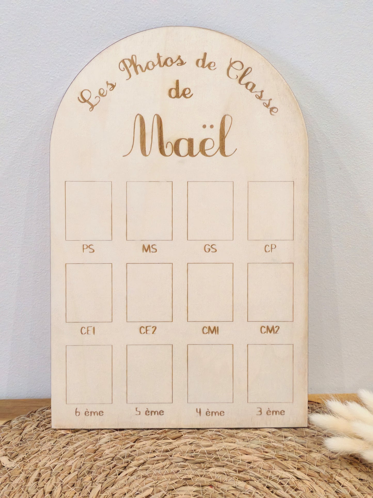 Panneau Photos de Classe en Bois Personnalisé