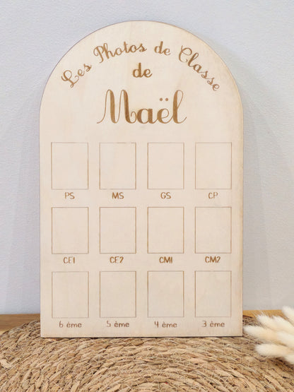 Panneau Photos de Classe en Bois Personnalisé