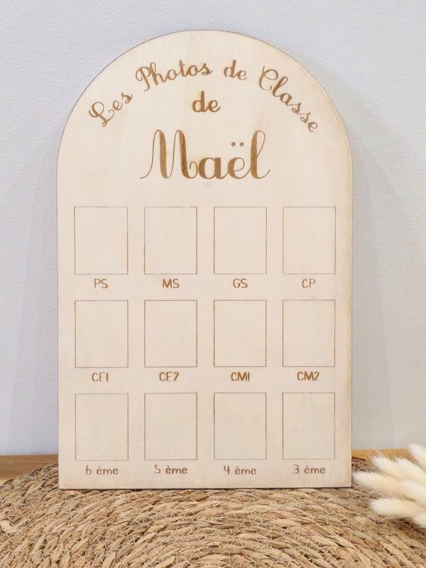 Panneau Photos de Classe en Bois Personnalisé