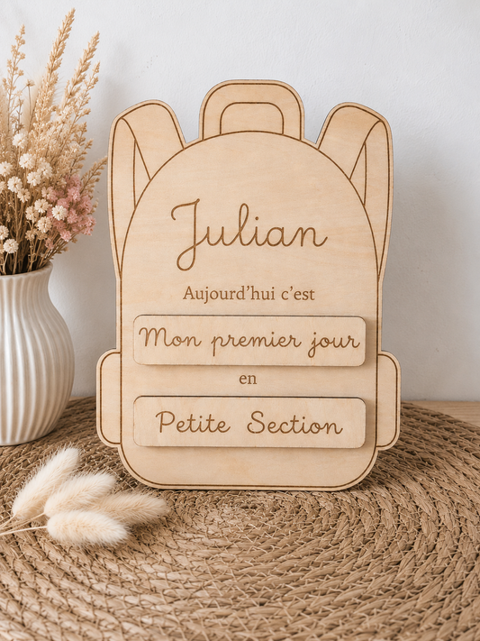 Panneau de rentrée personnalisé – Modèle Sac à dos