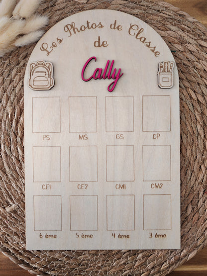 Panneau Photos de Classe en Bois Personnalisé