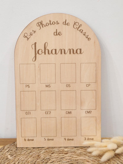 Panneau Photos de Classe en Bois Personnalisé