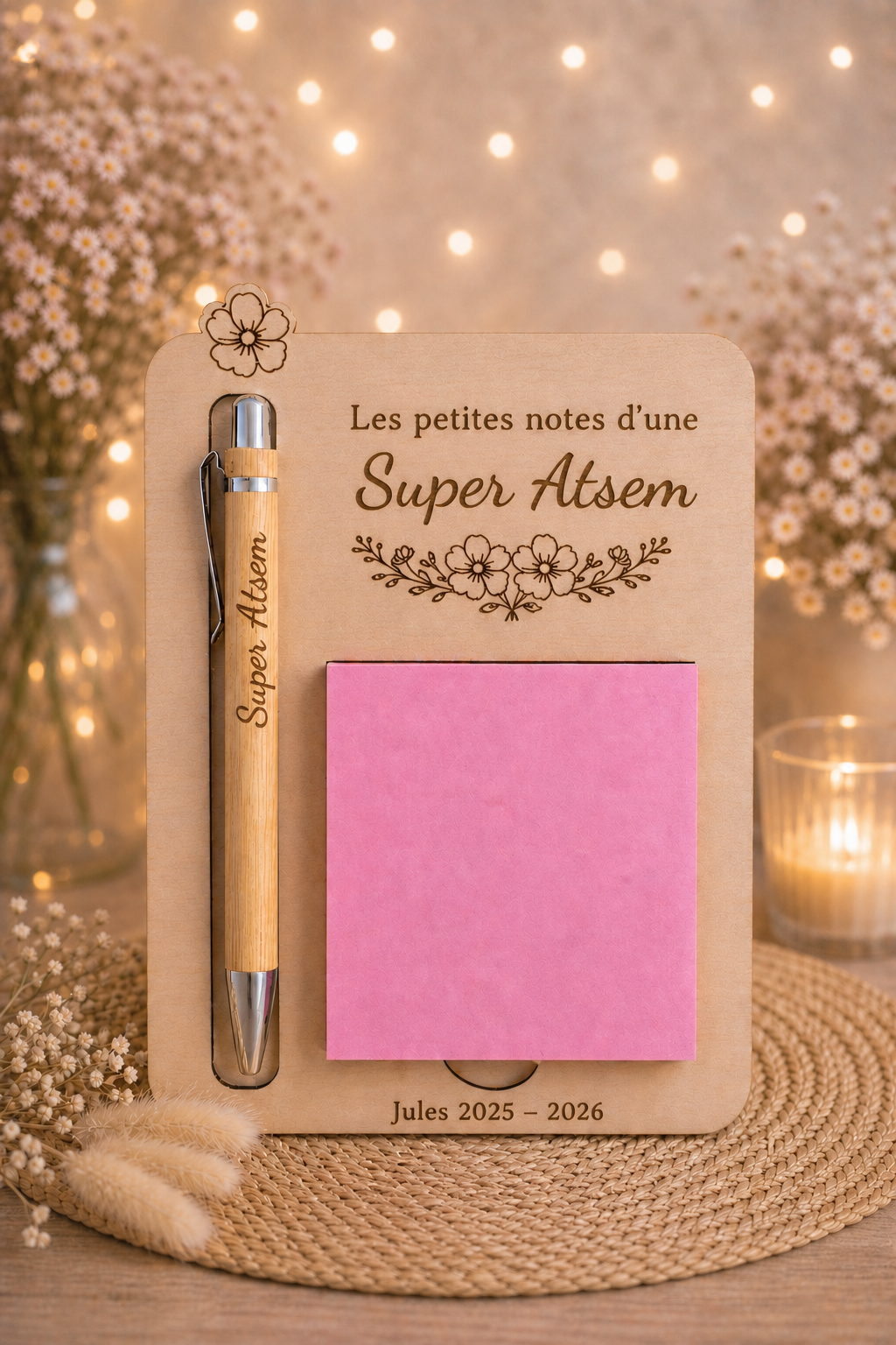 Bloc-notes en bois personnalisé