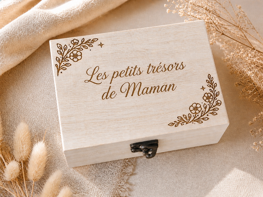 Coffret cadeau Maman personnalisé – boîte en bois gravée + 3 fondants parfumés