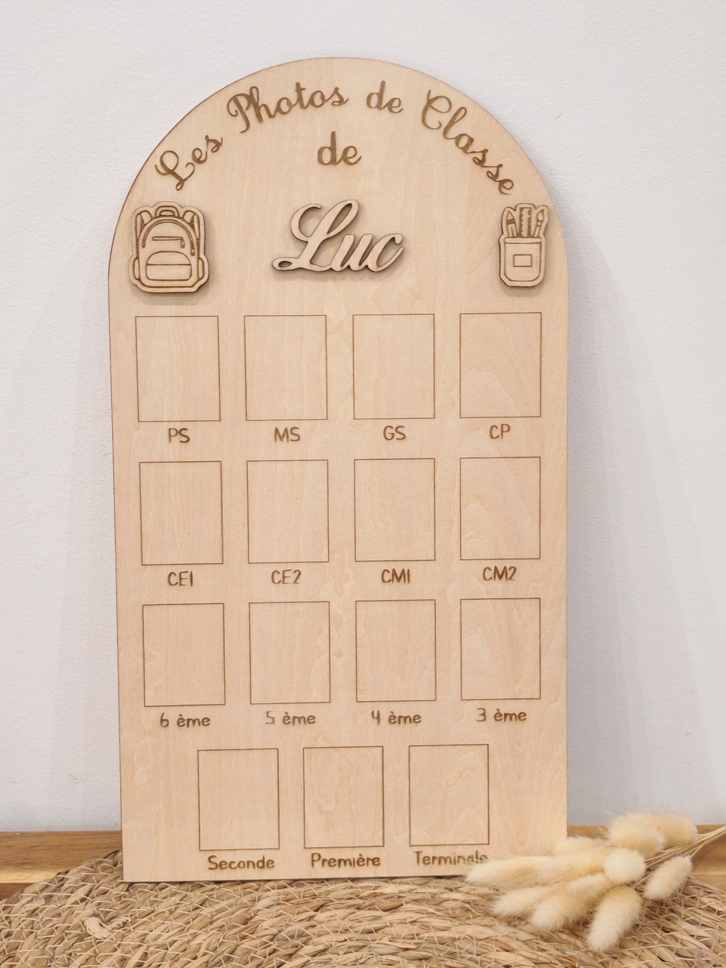 Panneau Photos de Classe en Bois Personnalisé