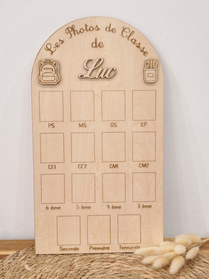 Panneau Photos de Classe en Bois Personnalisé