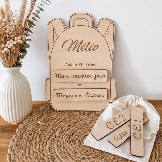 Panneau de rentrée personnalisé – Modèle Sac à dos