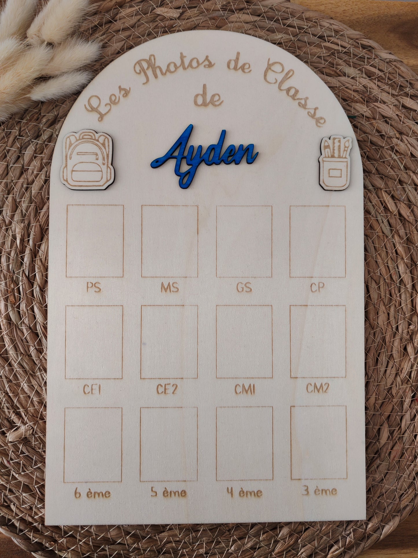 Panneau Photos de Classe en Bois Personnalisé