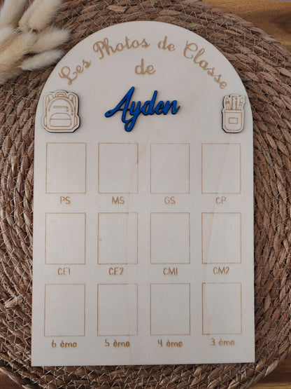 Panneau Photos de Classe en Bois Personnalisé