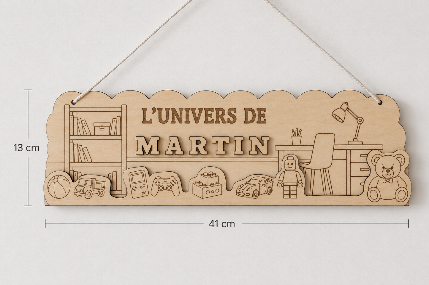 Plaque décorative personnalisée en bois – Univers enfant