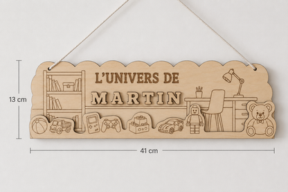 Plaque décorative personnalisée en bois – Univers enfant