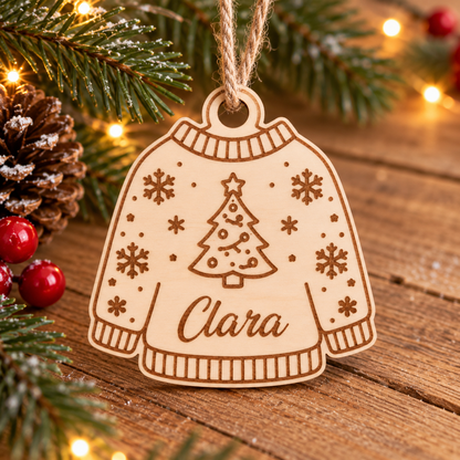 Pull de Noël en bois personnalisé