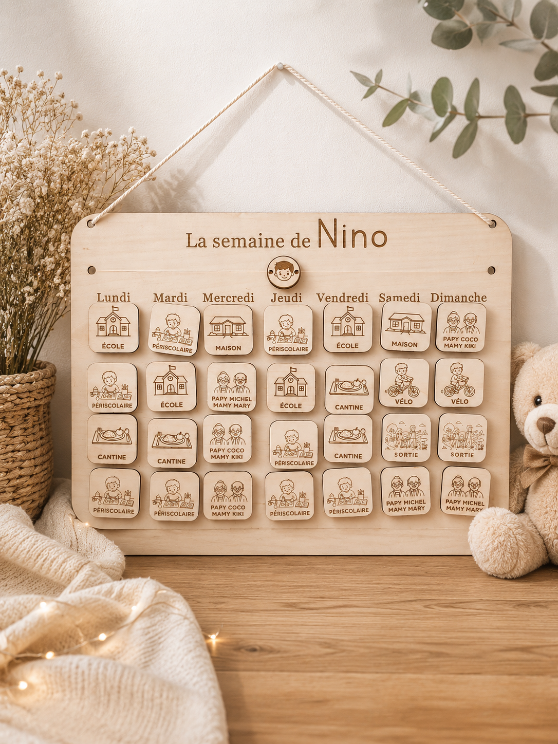 🧸 Tableau routine enfant personnalisé en bois