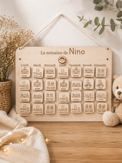🧸 Tableau routine enfant personnalisé en bois