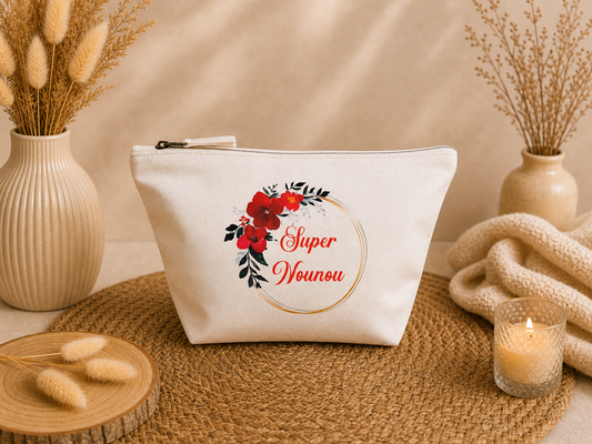 Trousse en coton couronne de fleurs