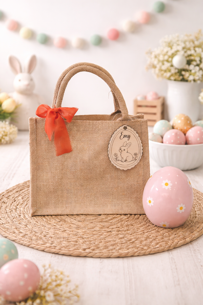 Sac de Pâques personnalisé en toile de jute