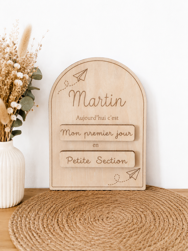 Panneau de rentrée personnalisé – Modèle Arche avion en papier