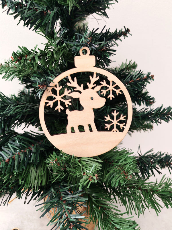 Boule de Noël bois renne