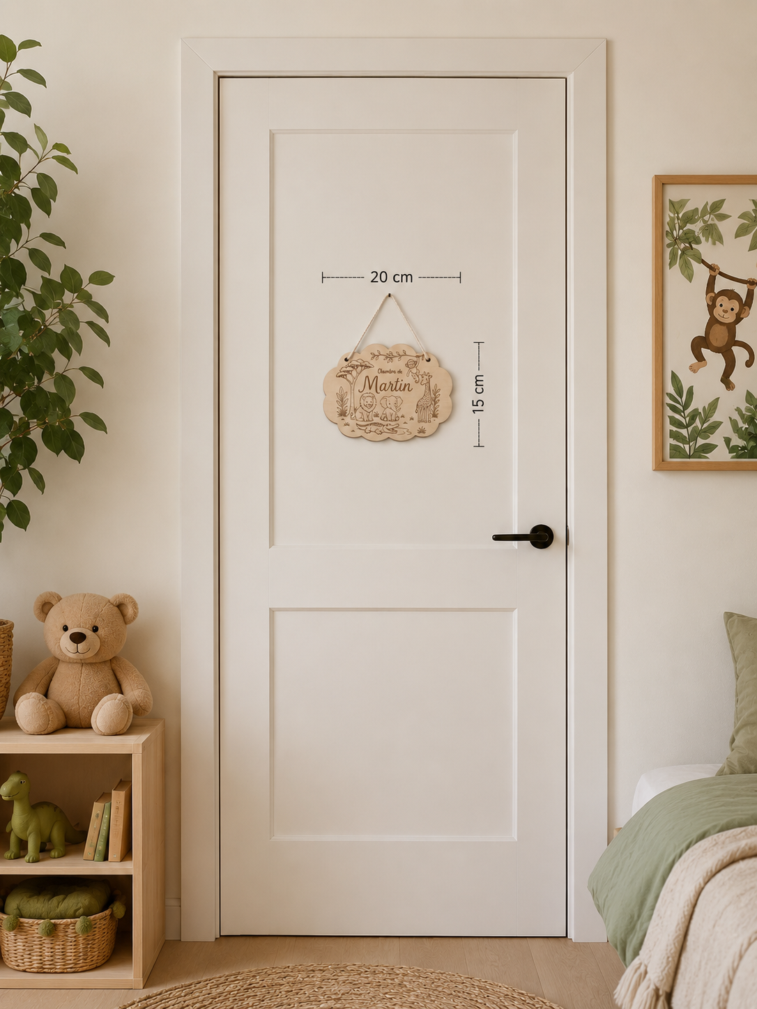 Plaque de porte personnalisée en bois gravé
