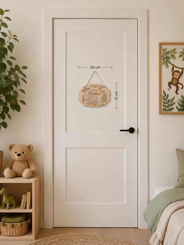 Plaque de porte personnalisée en bois gravé