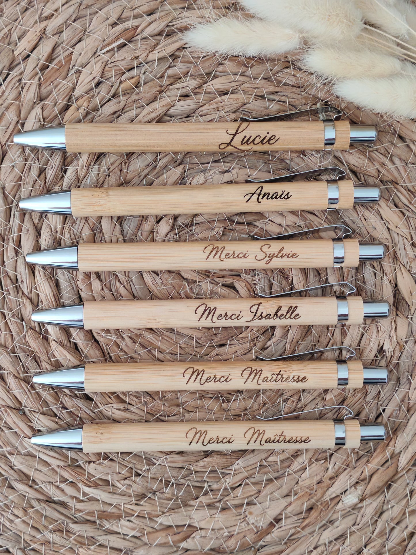 Stylo bambou gravé