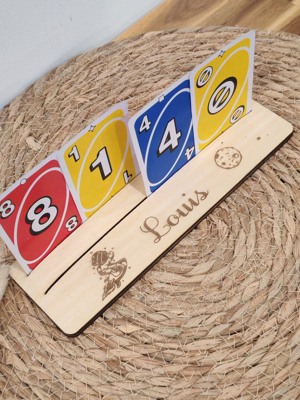 Porte-cartes enfant en bois personnalisé – Jeux de cartes