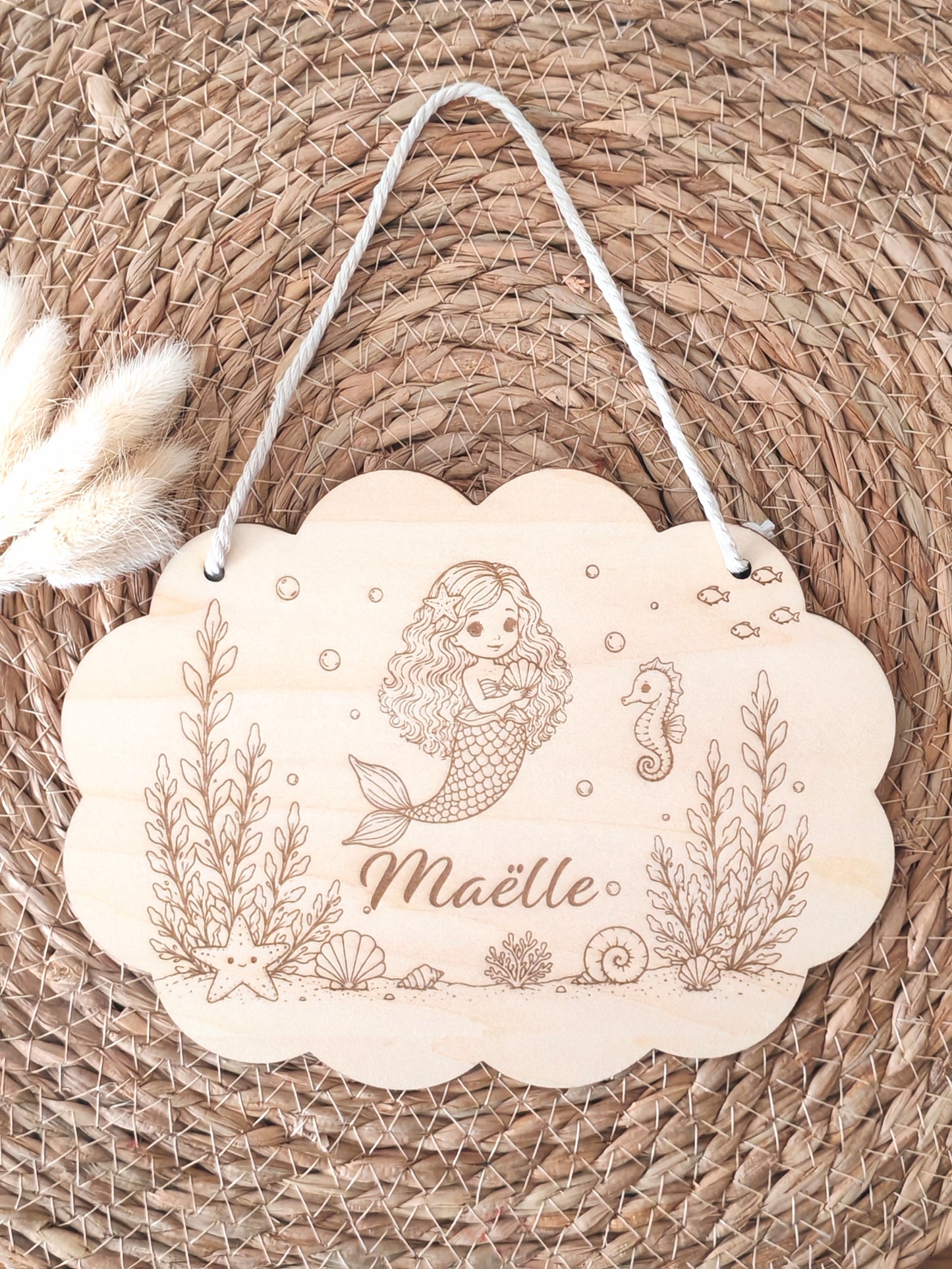 Plaque de porte personnalisée en bois gravé