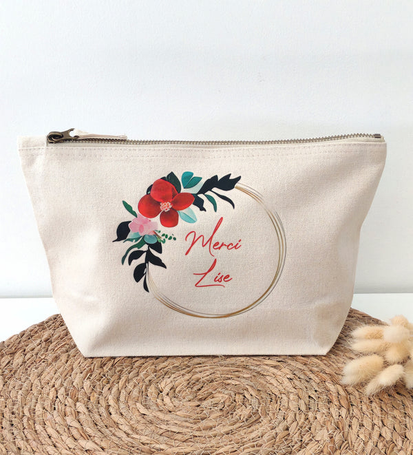 Trousse en coton couronne de fleurs