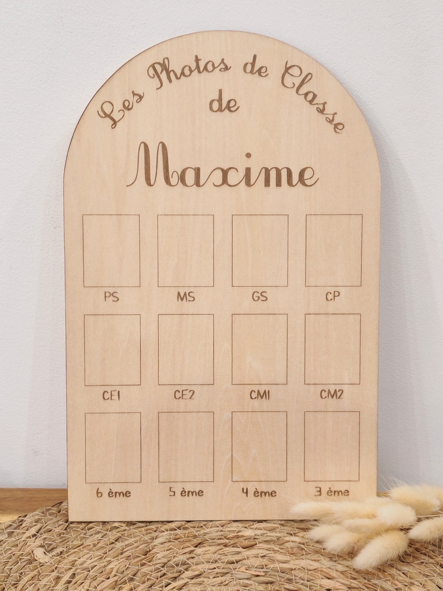 Panneau Photos de Classe en Bois Personnalisé