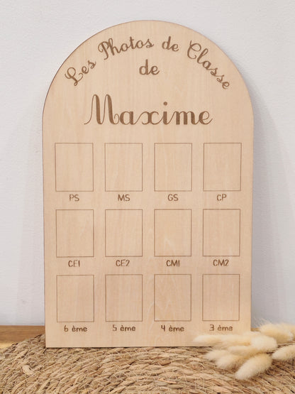 Panneau Photos de Classe en Bois Personnalisé