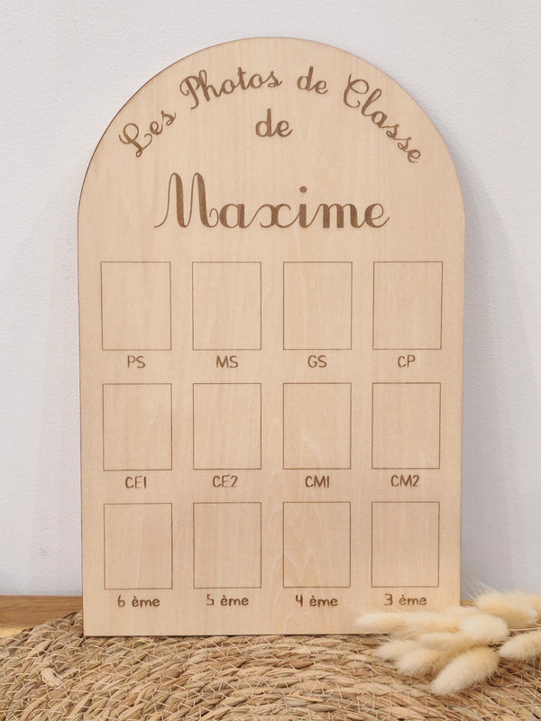 Panneau Photos de Classe en Bois Personnalisé
