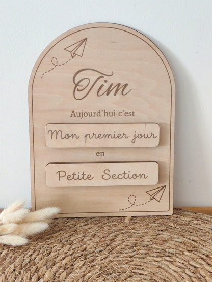 Panneau de rentrée personnalisé – Modèle Arche avion en papier