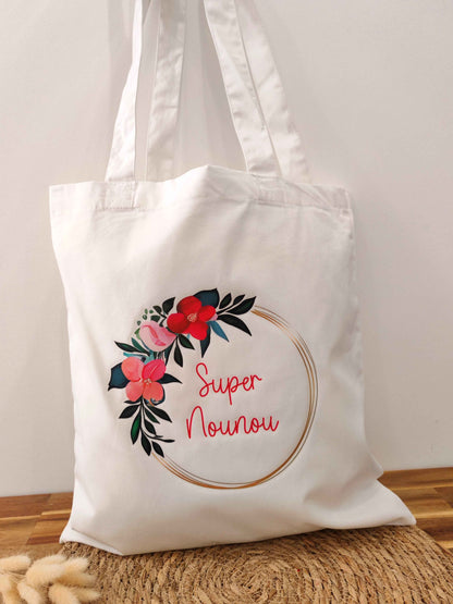 Tote Bag couronne de fleurs