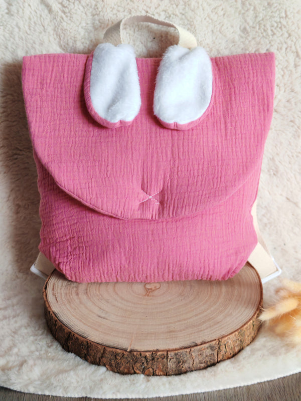 Sac à Dos Lapin Personnalisable en Gaze de Coton