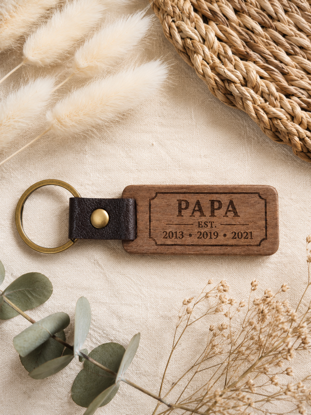 Porte-clés personnalisé en bois gravé