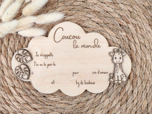 Plaque de naissance personnalisée