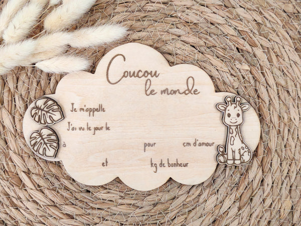 Plaque de naissance personnalisée
