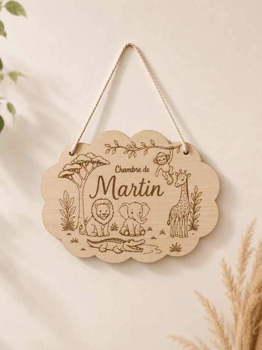 Plaque de porte personnalisée en bois gravé