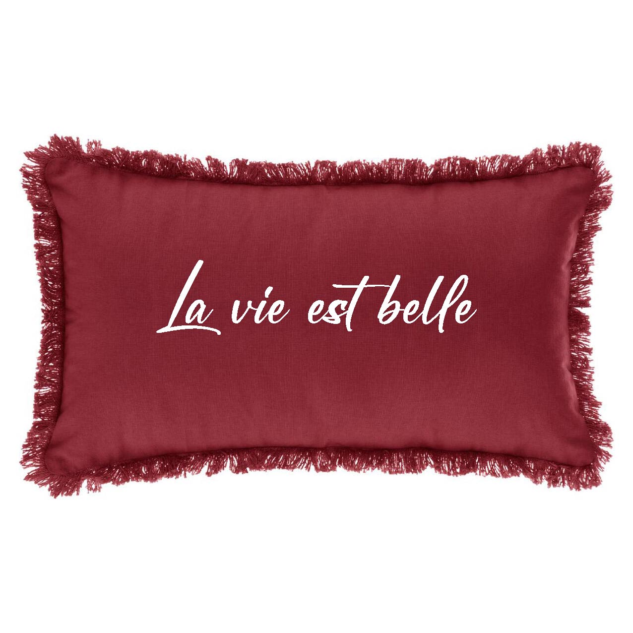 Coussin rectangulaire à frange