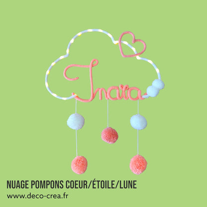 Tricotin Nuage Pompons - Coeur / Etoile / Lune