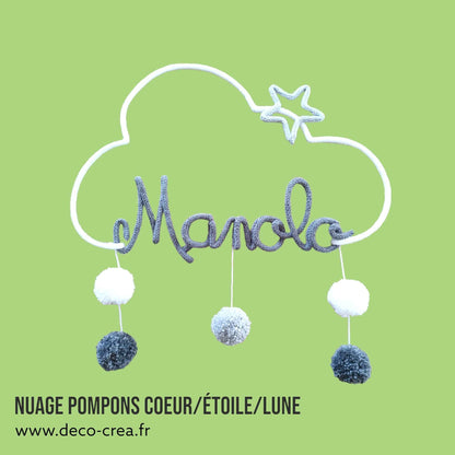 Tricotin Nuage Pompons - Coeur / Etoile / Lune