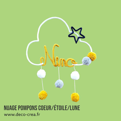 Tricotin Nuage Pompons - Coeur / Etoile / Lune